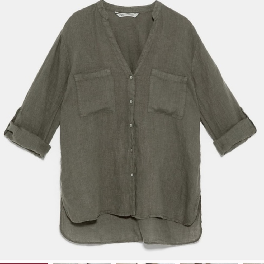 Sold out: Zara olive green linen button down